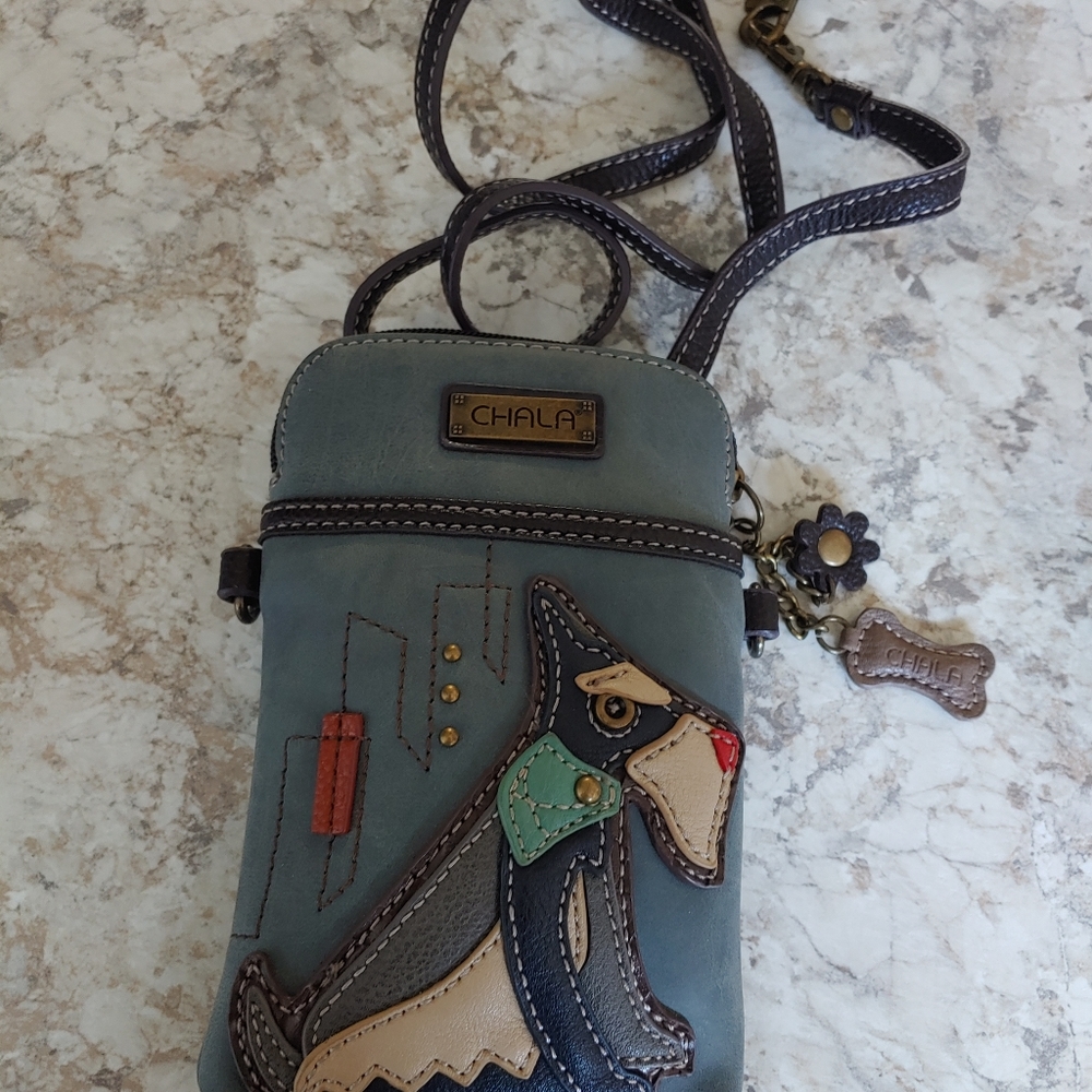 Chala Women's Blue Vegan Leather Crossbody Purse - Picture 7 of 7